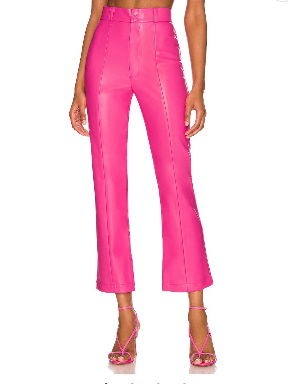 Bardot Hot Pink Faux Leather Wide-Leg Pants